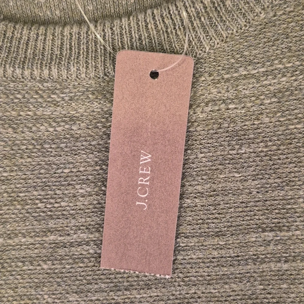 J‎ CREW Green Weave Cotton Knit Mens Large Slim Crewneck Sweater C8445 NEW